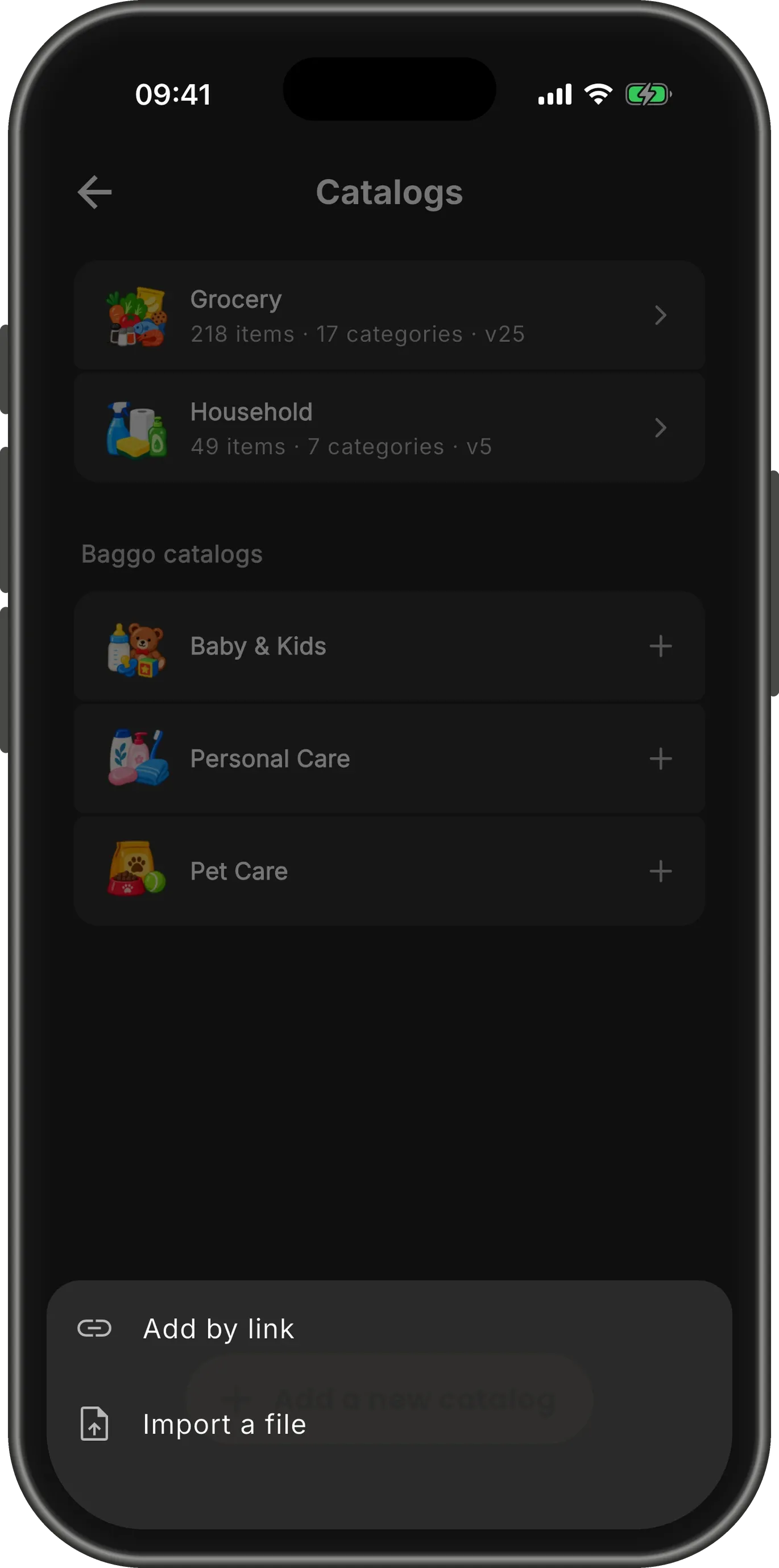 The sheet offering "Add by link" and "Import a file".